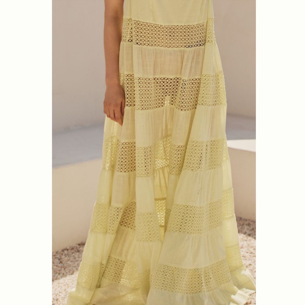 Anthropologie Sheer Lace Tiered Midi Dress - Picture 2 of 4
